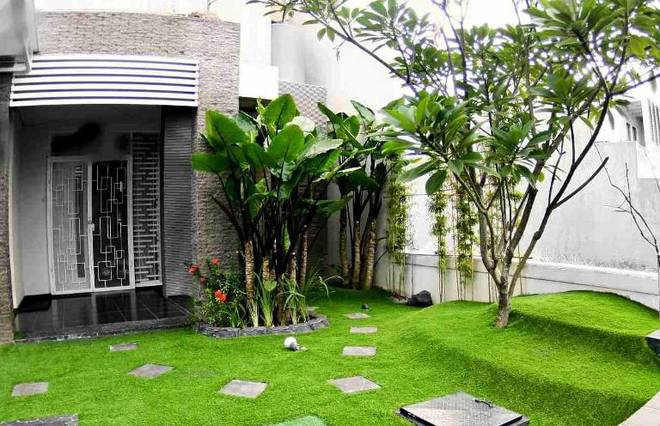 Dùng cỏ nhân tạo lập mảng xanh trong nhà